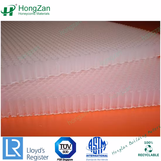 Material de construção do painel central em favo de mel de fibra de vidro